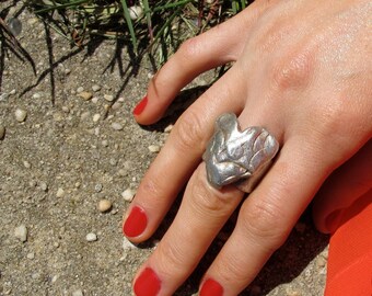 New Item The "Big Heart" Ring Sterling Silver .925, sizes 7, 7 1/2, 8, free shipping, esoteric women's ring, artistic boho chic, made in USA