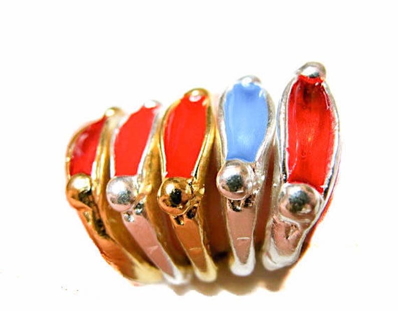 Gold, Silver Plated Enameled Stackable Ring, rings for her and him, fun pop art ring, enameled brass rings, made in Brooklyn, USA image 1