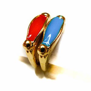 Gold, Silver Plated Enameled Stackable Ring, rings for her and him, fun pop art ring, enameled brass rings, made in Brooklyn, USA image 2