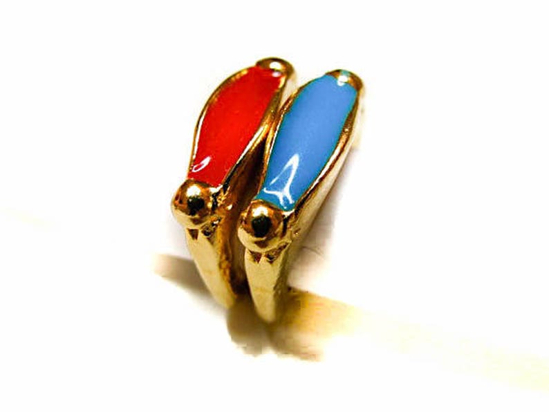 Gold, Silver Plated Enameled Stackable Ring, rings for her and him, fun pop art ring, enameled brass rings, made in Brooklyn, USA image 2