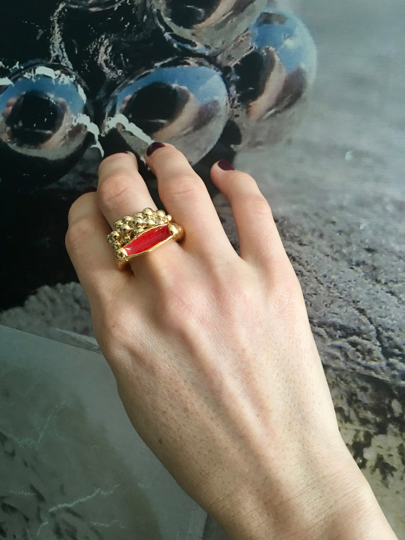 22K Gold-plated Stackable Rings Two Rings Enameled Fun Pop - Etsy
