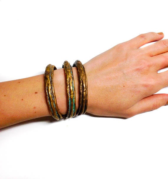 Pompeii Brass Stackable Bracelets -- handmade and limited edition bangles, ON SALE, price listed is per bangle, women's bracelet, men's cuff