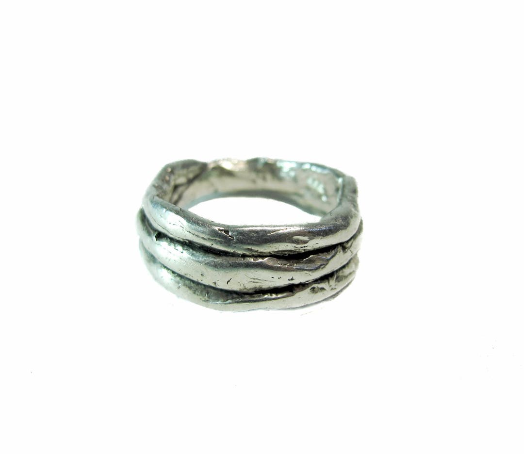 Men's Sterling Silver .925 Three-layer Band Ring Size 11 - Etsy