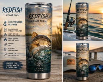 NEW! Fishing Series – Redfish 20 oz Stainless Steel Tumbler