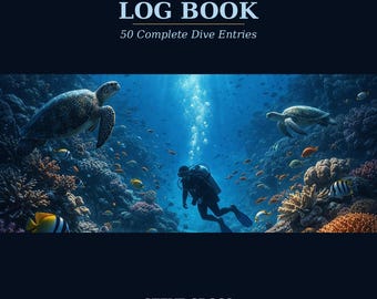 Tauch Journal, 50 Tauch Einträge, Taucher Journal (Instant Download)