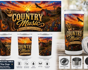 NEW! Country Music 20oz Stainless Steel Tumbler