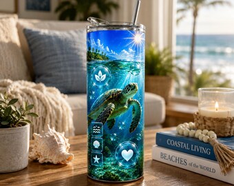 Frutiger Aero Tumbler 20oz, Y2K Aesthetic Cup, Choose Your Design — Ocean, Turtle, Dolphin & More, Glossy Nostalgia Gift