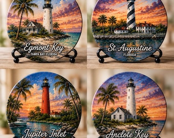 Florida Lighthouse Coasters – Coastal Home Décor, Beach House Art