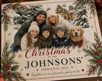Personalized Christmas Photo Puzzle Custom Family Puzzle Christmas Gift for Parents Grandparents Couples Family Keepsake