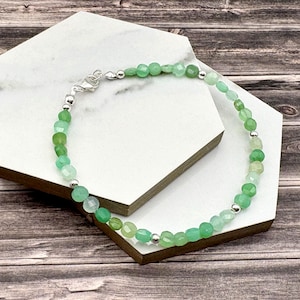 Minimalist Chrysoprase Bracelet/ .925 Sterling Silver