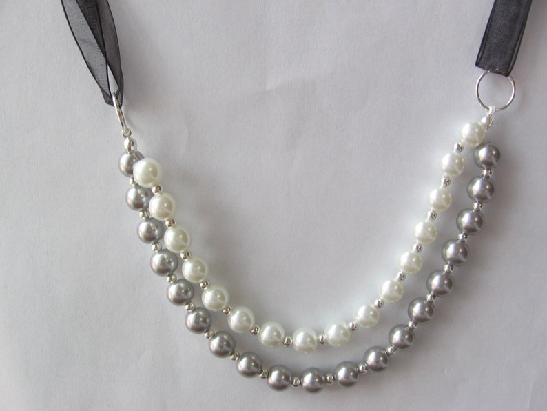 Pearl Ribbon Necklace Etsy