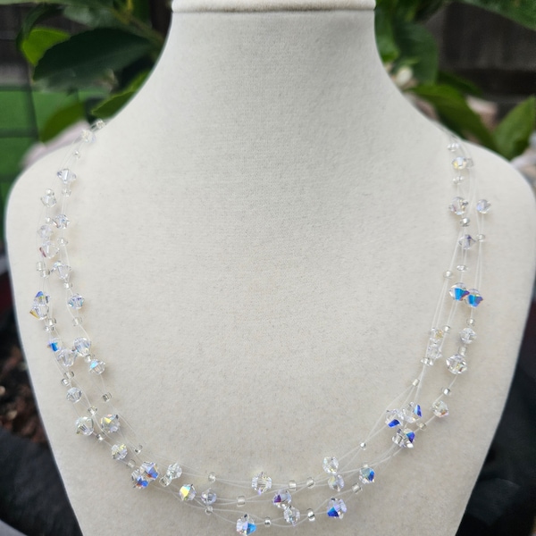 Aurora Borealis Swarovski Illusion Necklace