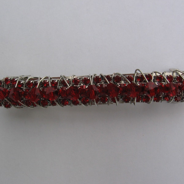 Red Swarovski Crystal and Rhinestone Hair Clip/ Barrette