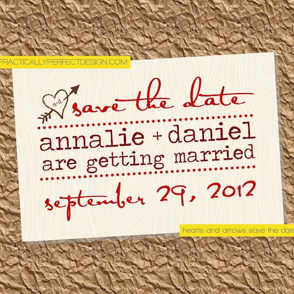 Heart And Arrow Faux Bois Save The Date  Postcard (Digital Design Or Printed)