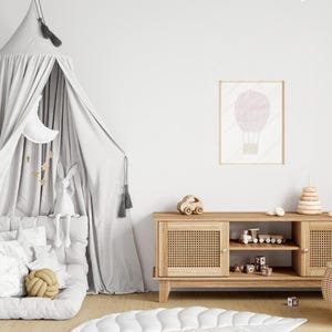 Pink hot air balloon watercolor for baby room