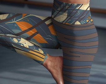 Geometric Print Activewear Leggings, Stretch Fabric Yoga Pants