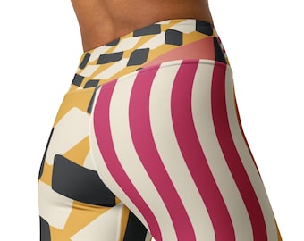 Vintage Vector Leggings Sports Wear High-Waste Gym And Casual Outfit For Women Geometric Workout Leggings