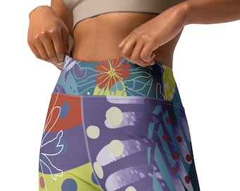 Flower Pop Leggings  High Waist pants Vibrant Floral Print Leggings Comfortable & Stylish Workout Pants for Fitness Yoga or Casual Wear
