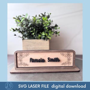 Desk Name Plate SVG File-Laser Cutting File-Office Desk Name Plate File