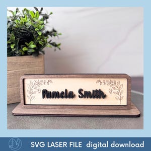 Archivo SVG de placa de nombre de escritorio - Archivo de corte por láser - Archivo de placa de nombre de escritorio de oficina
