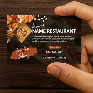 Restaurant Business Card Template: Editable DIY Canva Design (Instant Download)