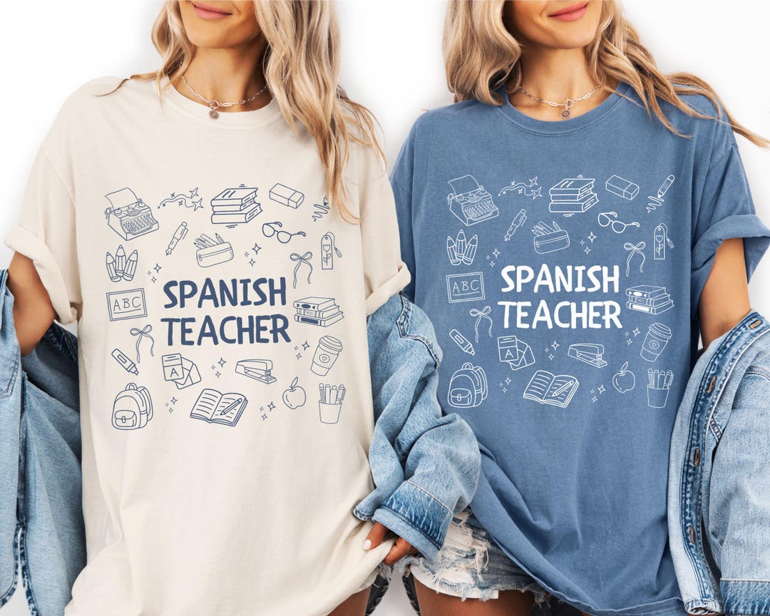 Spanish Teacher Shirt With Classroom Doodles, Spanish Teacher Gift ...