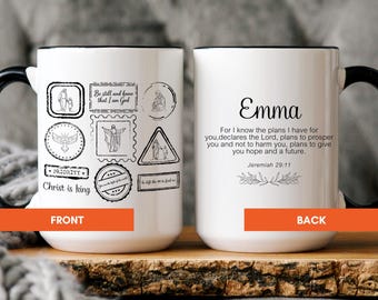 Personalized Name of the Bible Mug, Custom Bible Verse Retro Cup, Christian Coffee Mug, Religious Gift for Women, Bible Verse Mug
