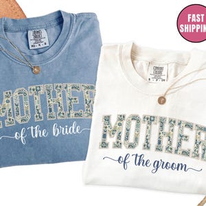 Mother of the Bride Shirt Faux Pearl Patchwork, Mother of the Groom Shirt, Floral Patchwork Wedding Shirt, Bachelorette Party Shirt
