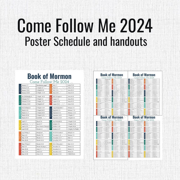 Come Follow Me 2024, Book of Mormon, Come follow me reading schedule, book of mormon reading chart, 2024 youth theme, primary book of mormon