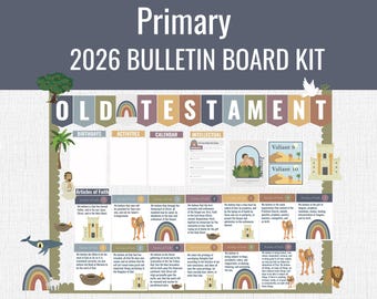 2026 LDS Primary Bulletin board kit, Old Testament, come follow me, banner, youth goals, articles of faith, 2026 come follow me primary