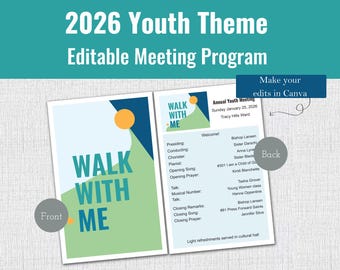 Editable 2026 LDS Annual Youth Meeting, Annual Youth Theme Meeting Program, night of belonging, new beginnings