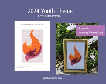 2024 Youth Theme cross stitch pattern, lds youth theme, girls camp, yw camp, girls camp project, youth theme craft, lds cross stitch