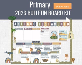 2026 LDS Primary Bulletin board kit Spanish, Old Testament, come follow me, youth goals, articles of faith, 2026 come follow me primary