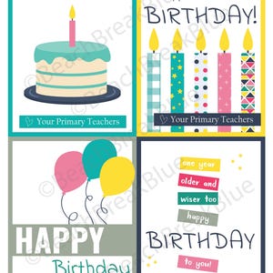 Etiquetas de regalo para cumpleaños de la Primaria, etiquetas de obsequios para la Primaria, notas y folletos de cumpleaños SUD, tarjetas de cumpleaños para niños de la Primaria de los MAESTROS de la Primaria