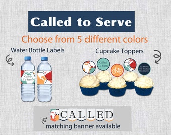 LDS Missionary - Called to Serve Missionary Cupcake Topper, Water Bottle Label, mission farewell, missionary homecoming party, mission call