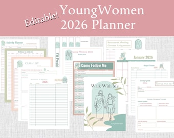 Editable: LDS 2026 Young Women Planner, Youth theme Walk with Me, young women planning binder, YW presidency, 2026 youth theme