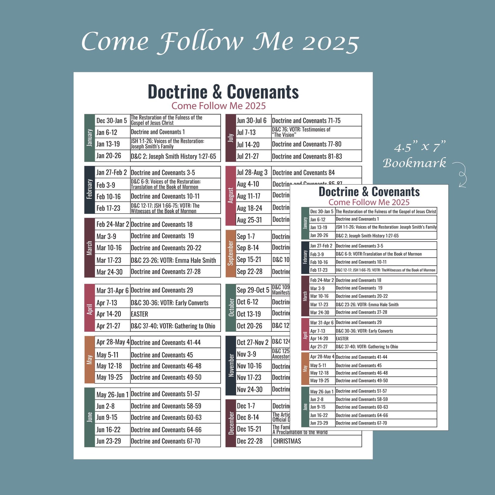 Come Follow Me Schedule 2025, Doctrine and Covenants, CFM Schedule 2025, LDS Study, Book of