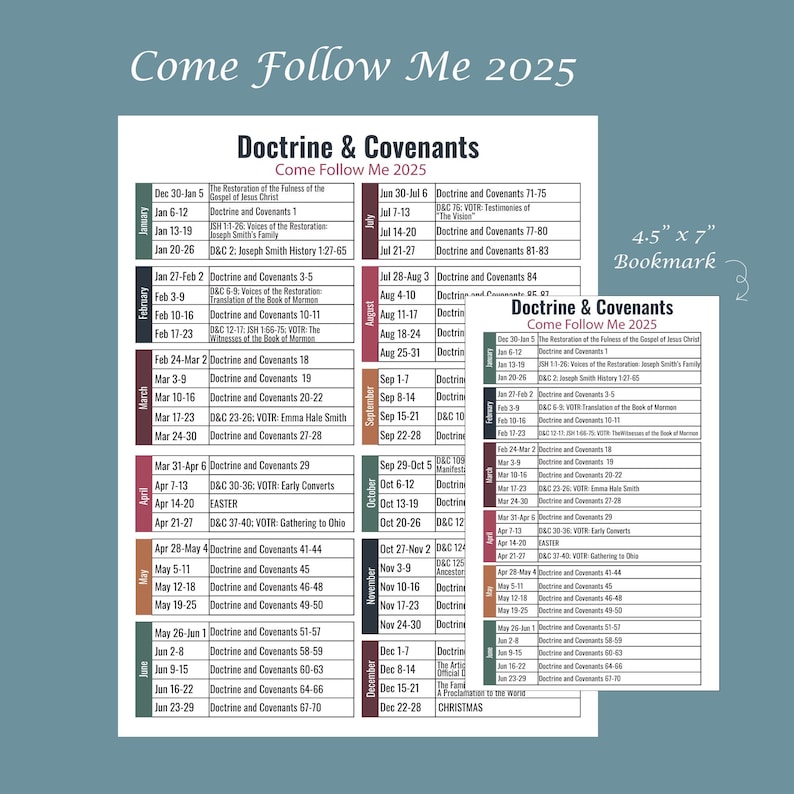 Come Follow Me Schedule 2025, Doctrine and Covenants, CFM Schedule 2025