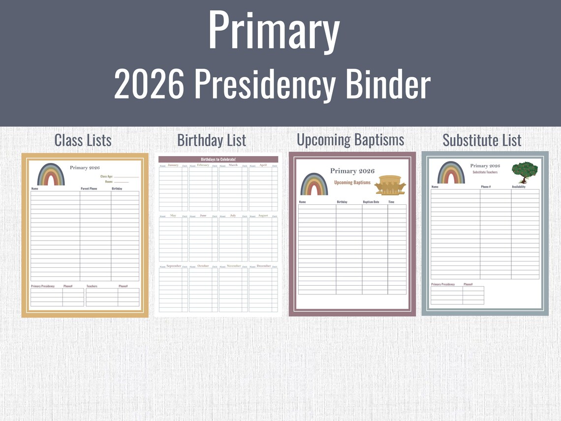Lds Assignment Tree LDS 2026 Primary Presidency Planner Binder, 2026 Old Testament, 2026 ...