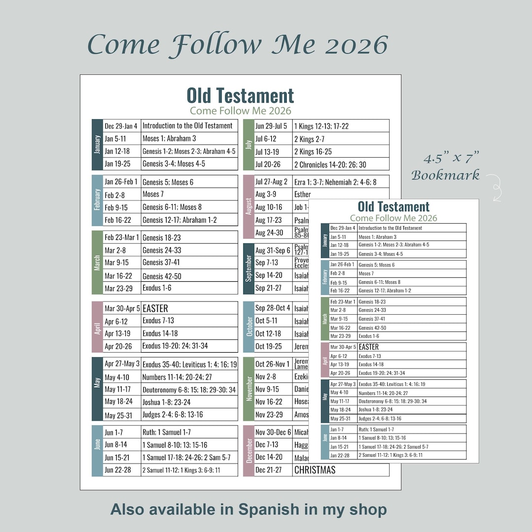 Come Follow Me Schedule 2026, Old Testament, CFM Schedule 2026, LDS ...
