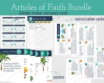 Articles of Faith bundle, Articles of faith tracker, Articles of Faith punch cards, LDS Primary Come Follow Me, primary book of mormon theme