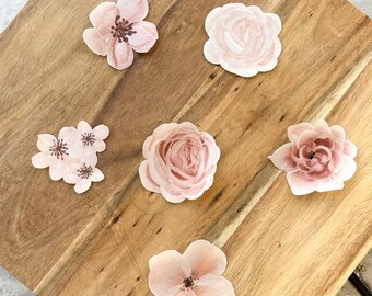 Pink Flowers Collection - 12 Pre-cut Designs - Sourdough Mini Loaf Wafer Paper