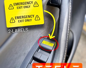 Tesla Emergency Exit Only Door Handle Warning Stickers - Model 3/Y/S