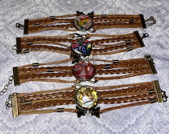 Leather Boho Wrap Charm Bracelet