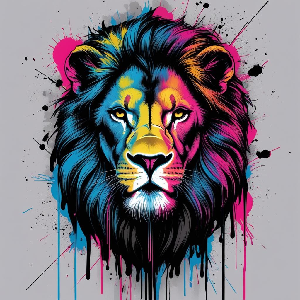 Graffiti style Lion // t-shirt design desing bundle 12 png files custom apparel and DIY projects digital