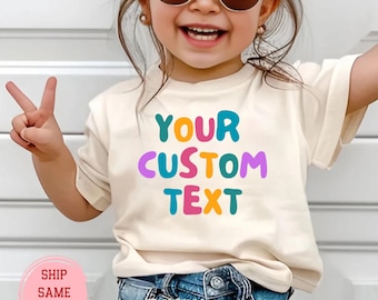 パーソナライズされたレトロキッズTシャツ、カスタムテキスト幼児用シャツ