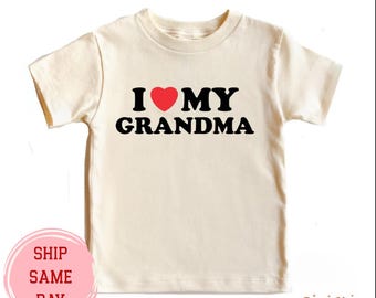 「I Love Grandma」ベビーボディスーツ：新生児へのギフト
