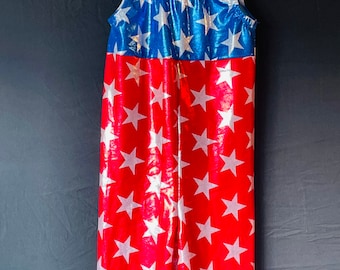 Patriotic red & blue with silver stars unitard. Made to order.