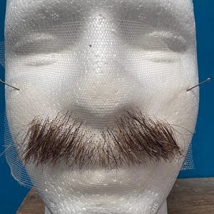 Handmade human hair moustache / mustache. All hand tied made in the UK. Film/ theatre facial hair.