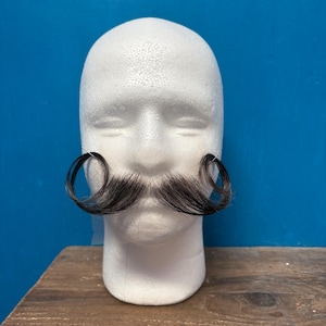 Handmade human hair moustache / mustache. All hand tied made in the UK. Film/ theatre facial hair.